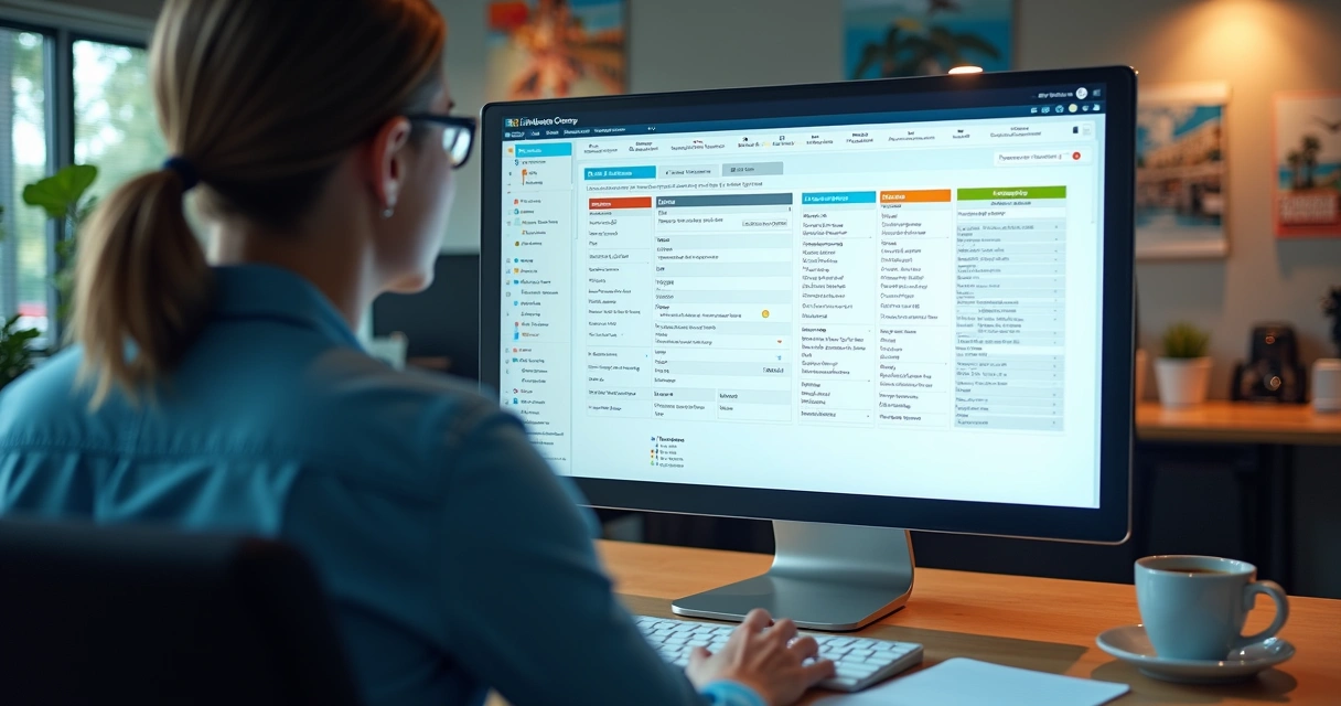 Painel de CRM mostrando informações detalhadas de clientes de turismo 