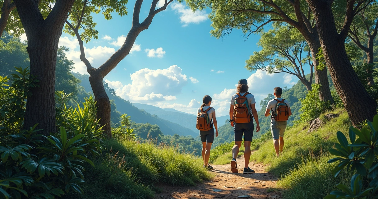 Turistas explorando trilha ecológica no Brasil 